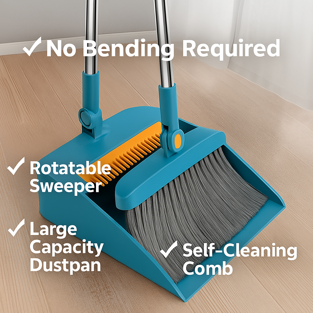 MeyHome™ 180° Rotating Broom & Dustpan Set | Clean Smarter, Not Harder