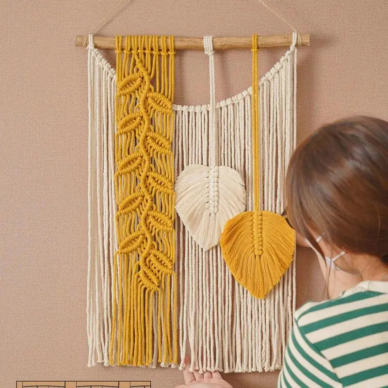 LunaWeave™ Boho Leaf Macrame Wall Decor