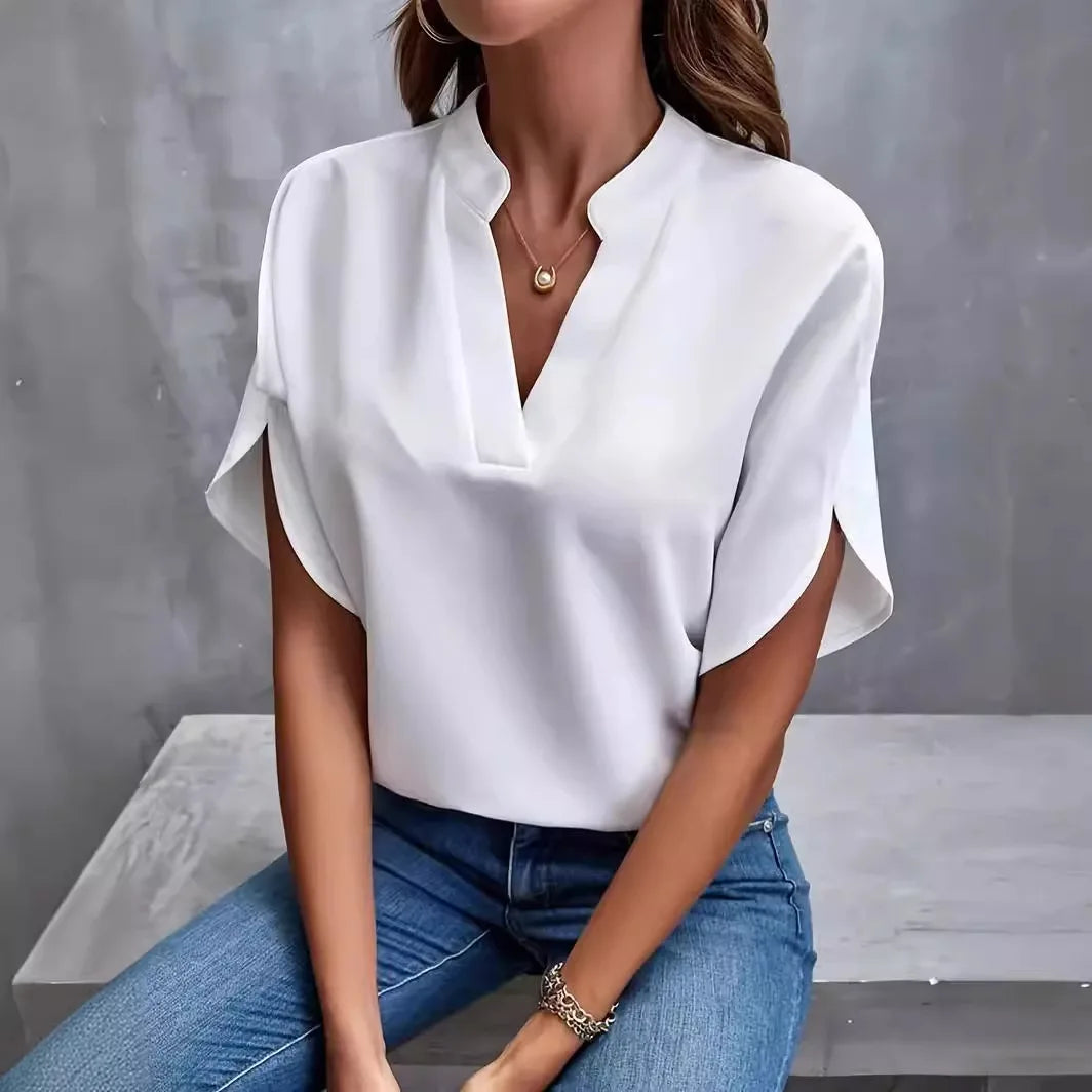 Leonara Flutter Sleeve Chiffon Blouse