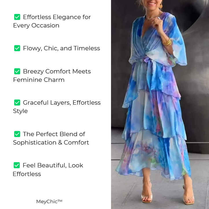 MeyChic™ Elegant Chiffon Dress | Grace in Every Step