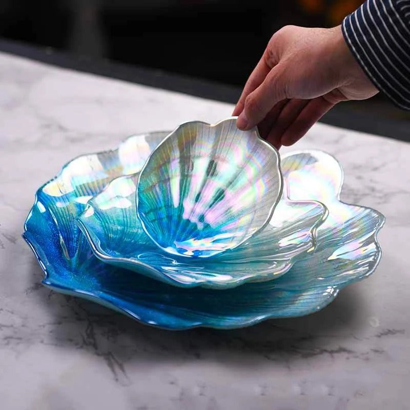 MeyHome™ Glass Shell Plates | Dine with a Touch of Iridescent Beauty 🐚