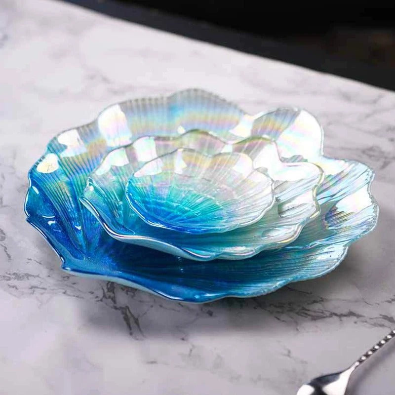 MeyHome™ Glass Shell Plates | Dine with a Touch of Iridescent Beauty 🐚