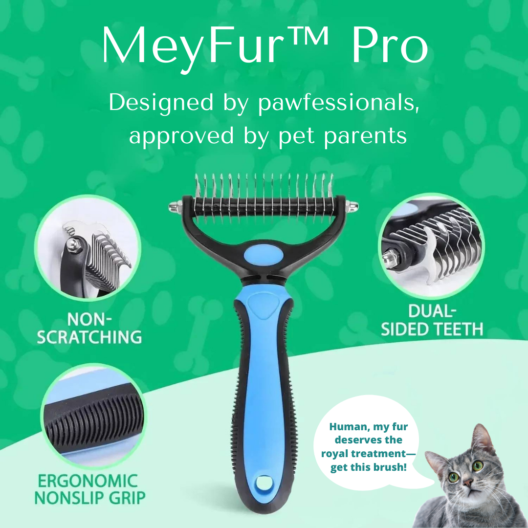 MeyFur™ Pro - 2 in 1 Deshedding & Detangling Comb | Designed By Pawfessionals, Trusted By Pet Parents