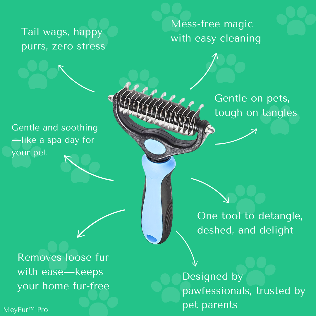 MeyFur™ Pro - 2 in 1 Deshedding & Detangling Comb | Designed By Pawfessionals, Trusted By Pet Parents