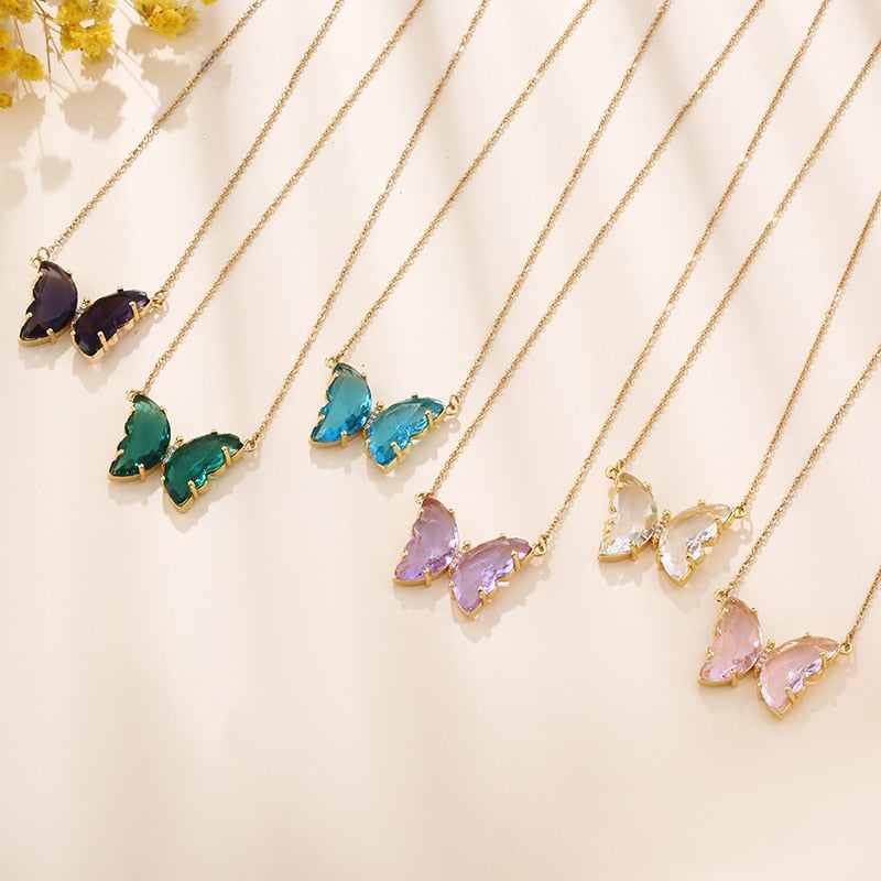 GlassButterfly™ Crystal Glass Butterfly Necklace