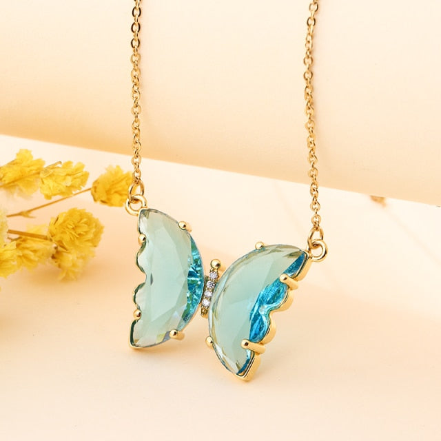 GlassButterfly™ Crystal Glass Butterfly Necklace