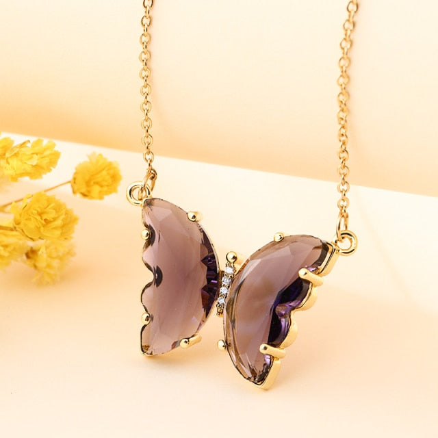 GlassButterfly™ Crystal Glass Butterfly Necklace