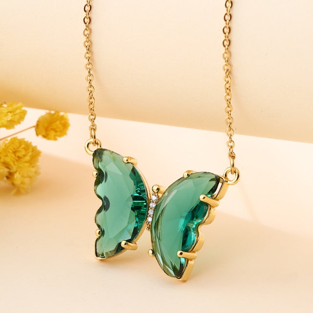 GlassButterfly™ Crystal Glass Butterfly Necklace