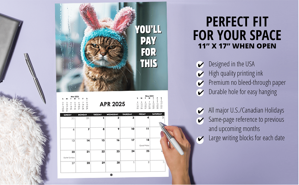 MeyCat™ - 2025 Grumpy Cats Wall Calendar | 12 Months of Hilariously Feisty Felines to Keep You Laughing All Year!