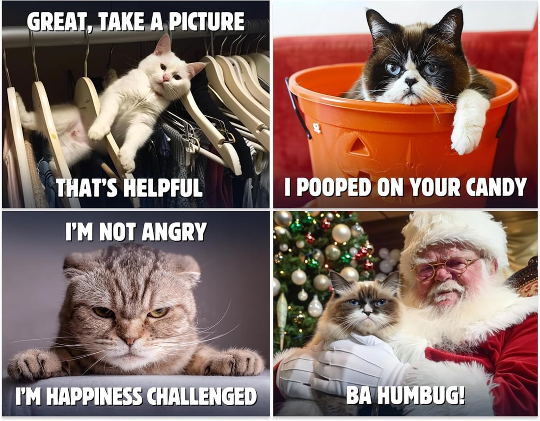 MeyCat™ - 2025 Grumpy Cats Wall Calendar | 12 Months of Hilariously Feisty Felines to Keep You Laughing All Year!