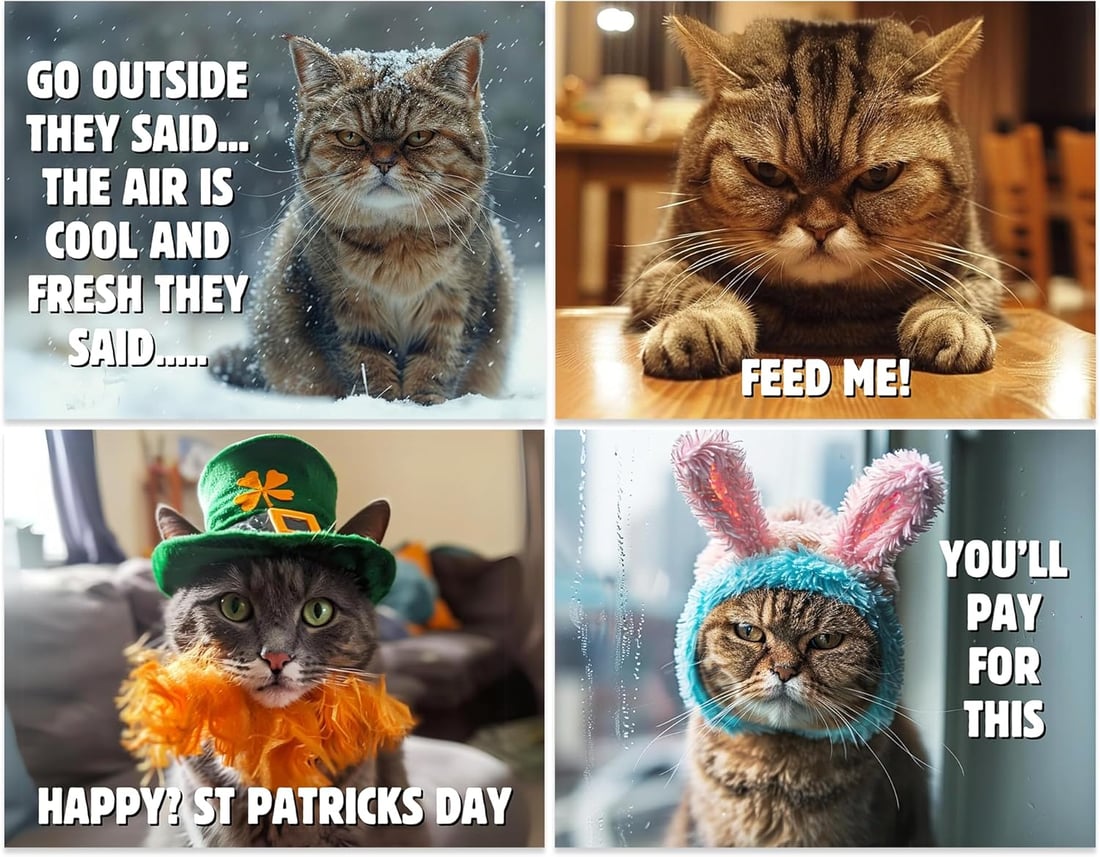MeyCat™ - 2025 Grumpy Cats Wall Calendar | 12 Months of Hilariously Feisty Felines to Keep You Laughing All Year!
