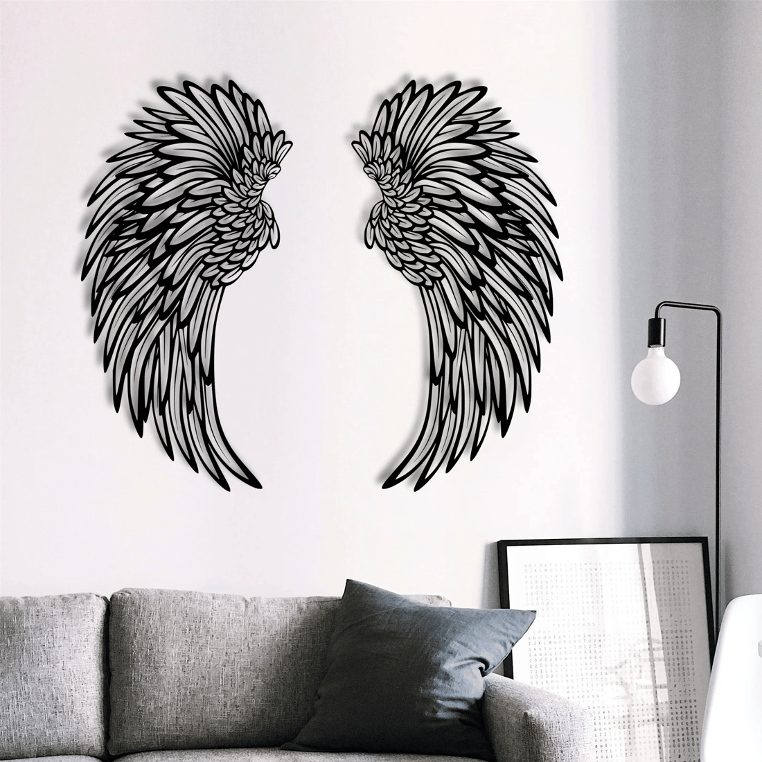 Meyrille CelestiLight™ - 2x Angel Wings Wall Art with LED Illumination