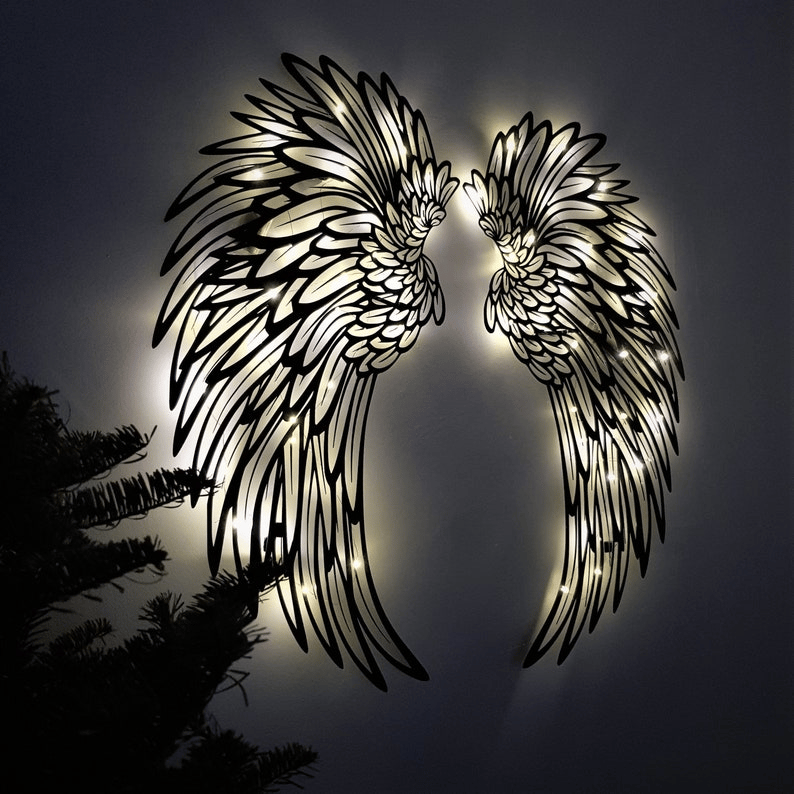 Meyrille CelestiLight™ - 2x Angel Wings Wall Art with LED Illumination
